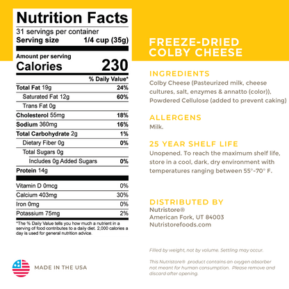 Colby Cheese Freeze Dried - #10 Can - Food Storage