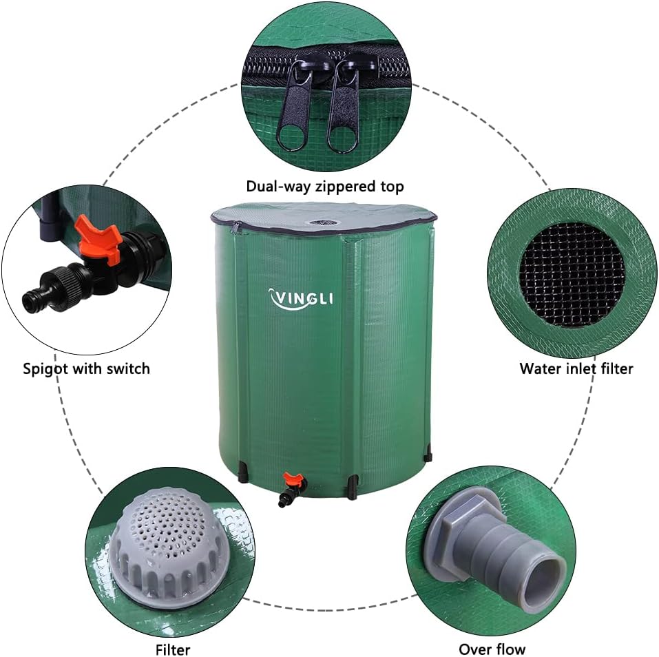 Emergency Collapsible Rainwater Catchment Barrel 50-Gallon